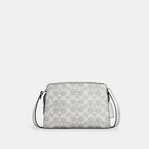 Coach Gia Crossbody Bag In Signature Canvas Silver Gray PAIRED Snap Wallet NWT
